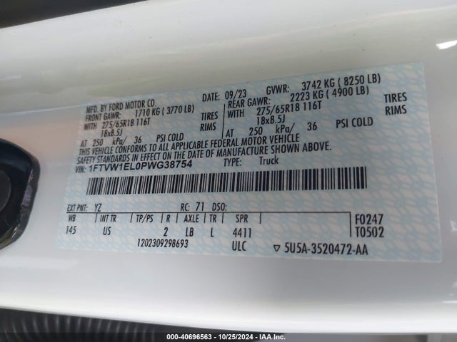 1FTVW1EL0PWG38754 Ford F-150 Lightning Xlt