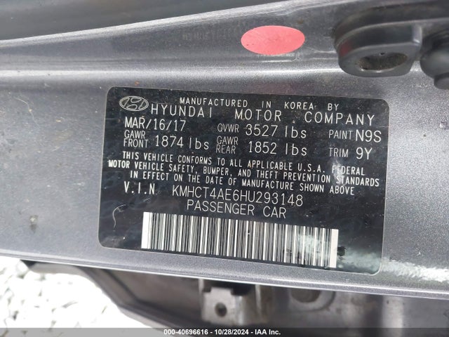 Hyundai ACCENT SE 2017 KMHCT4AE6HU293148 Image 9