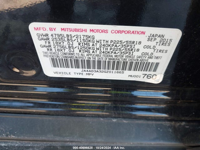 Mitsubishi Outlander Se 2016 JA4AD3A32GZ011665 Image 9