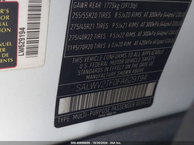 SALWV2TF0FA629194 Land Rover Range Rover Sport 5.0l V8 Supercharged Autobiography