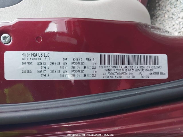 Dodge Grand Caravan Sxt 2017 2C4RDGCGXHR828264 Image 9