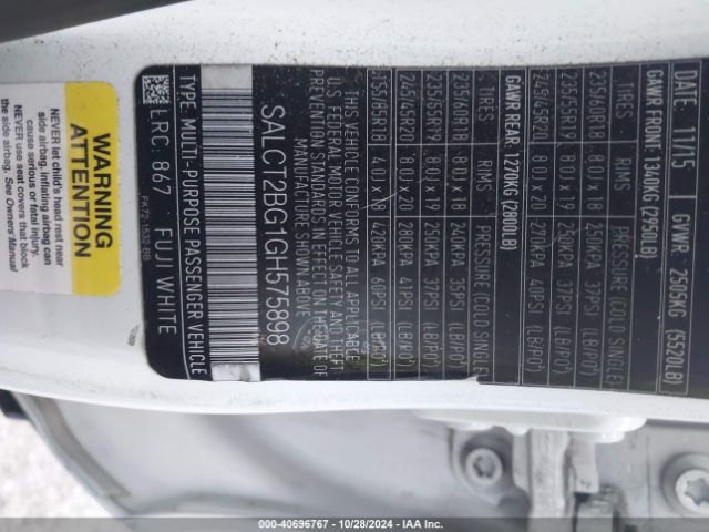 SALCT2BG1GH575898 Land Rover Discovery Sport Hse Lux