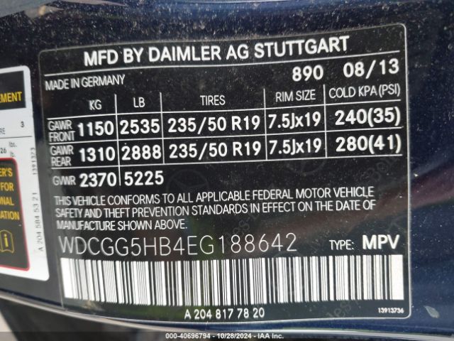 WDCGG5HB4EG188642 Mercedes-Benz GLK 350