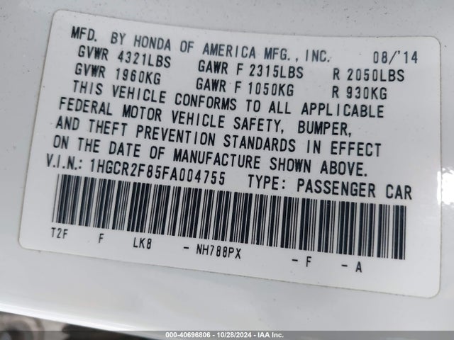 Honda Accord Ex-l 2015 1HGCR2F85FA004755 Image 9