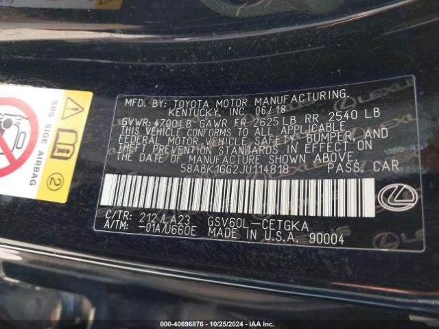58ABK1GG2JU114818 Lexus ES 350