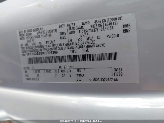 1FT7X2B68KED96269 Ford F-250 Xl