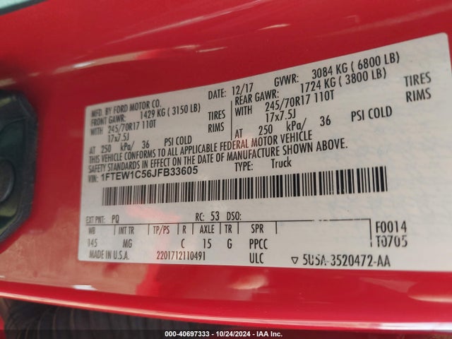 Ford F-150 Xlt 2018 1FTEW1C56JFB33605 Image 9