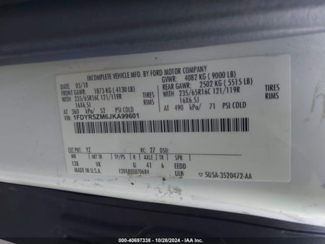 1FDYR5ZM6JKA99601 Ford Transit-250 Cab