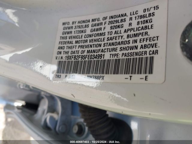 19XFB2F95FE034991 Honda Civic Ex-l