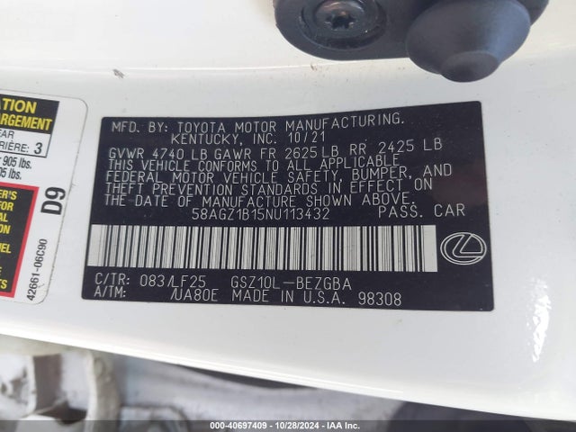58AGZ1B15NU113432 Lexus Es 350 F Sport