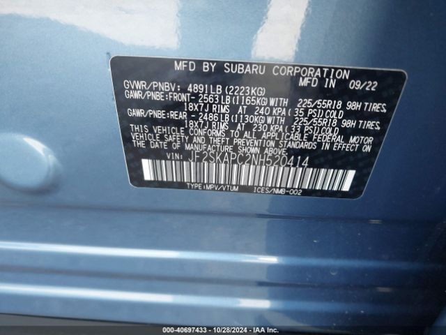 JF2SKAPC2NH520414 Subaru Forester Limited
