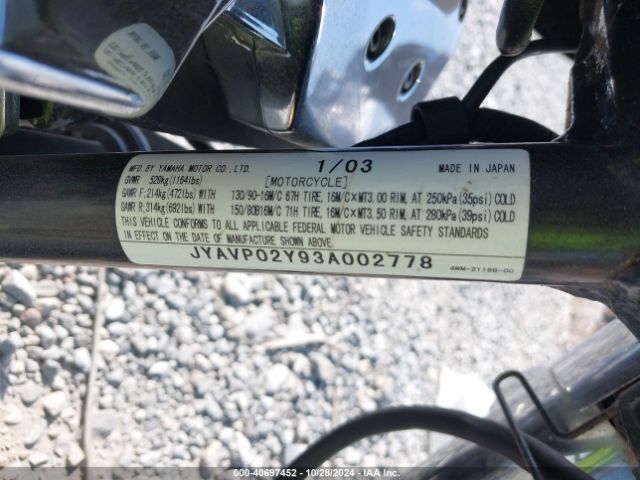 2003 YAMAHA XV1600 JYAVP02Y93A002778 Photo 9