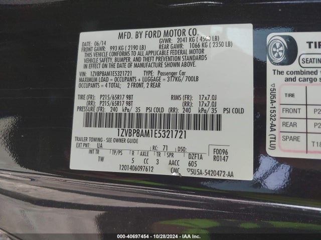 Ford Mustang V6 2014 1ZVBP8AM1E5321721 Image 9
