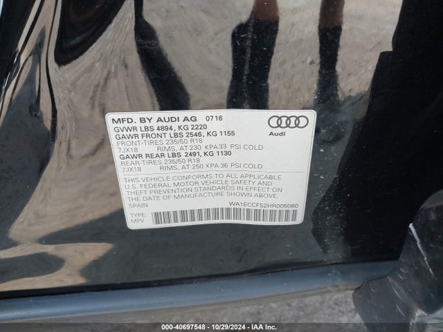 WA1ECCFS2HR005080 Audi Q3 2.0t Premium