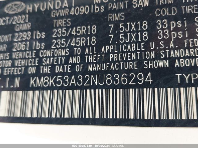 KM8K53A32NU836294 Hyundai Kona Limited