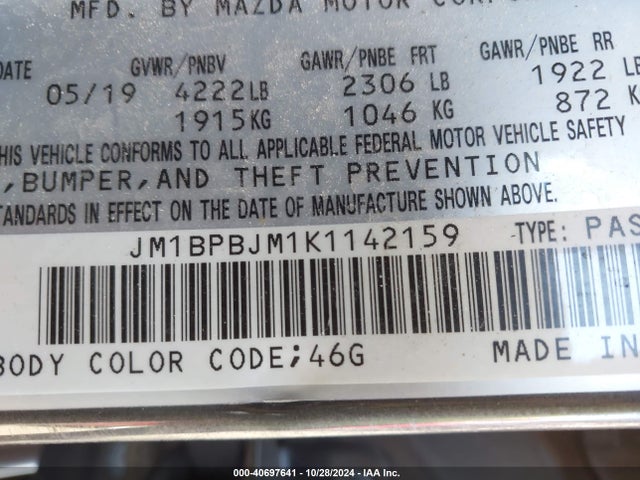 Mazda MAZDA3 2019 JM1BPBJM1K1142159 Image 18