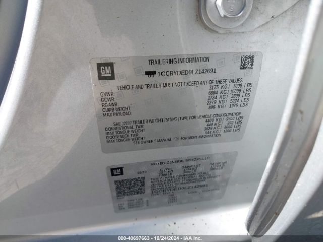 1GCRYDED0LZ142691 Chevrolet Silverado 1500 4wd  Standard Bed Lt