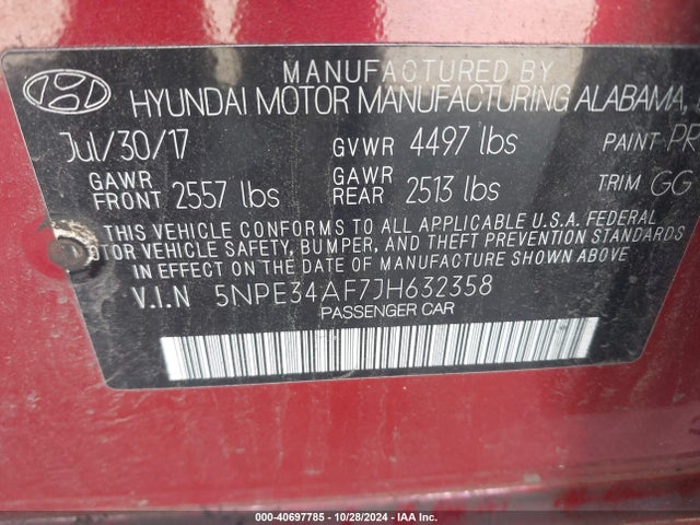 Hyundai SONATA SEL 2018 5NPE34AF7JH632358 Image 9