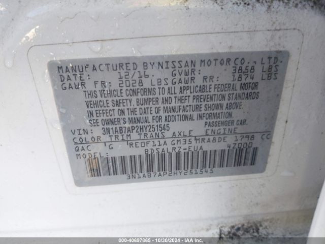 3N1AB7AP2HY251545 Nissan SENTRA SR