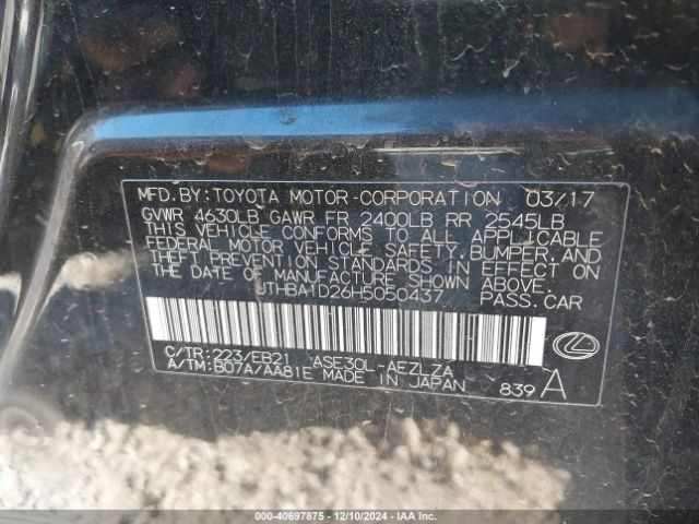 JTHBA1D26H5050437 Lexus IS 200T