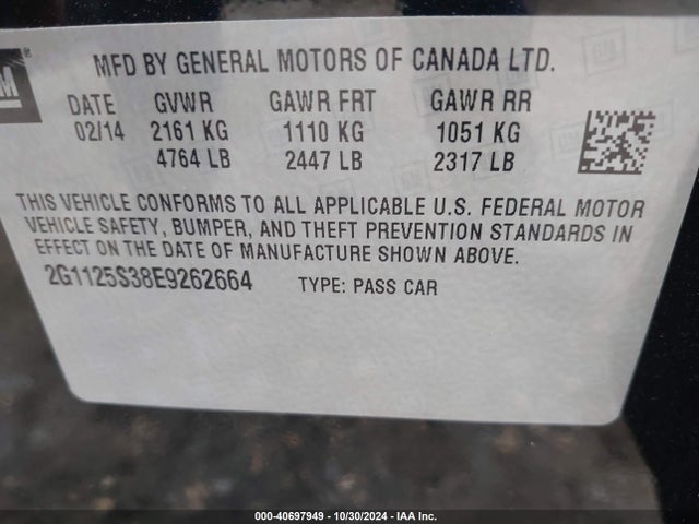 Chevrolet Impala 2lt 2014 2G1125S38E9262664 Image 9