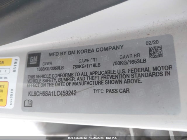 Chevrolet Spark Fwd Activ Automatic 2020 KL8CH6SA1LC459242 Image 9