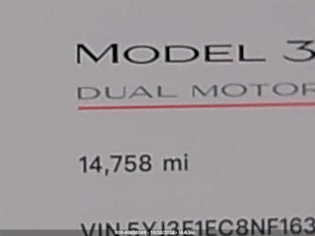 5YJ3E1EC8NF163155 Tesla Model 3 Performance Dual Motor All-wheel Drive
