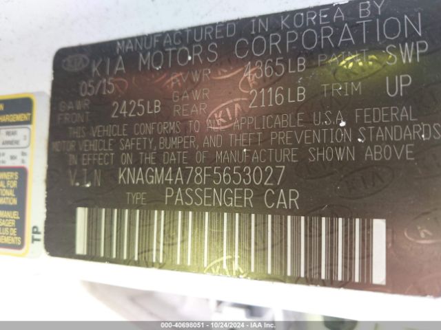 KNAGM4A78F5653027 KIA Optima Lx