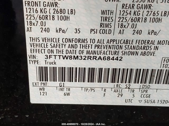 3FTTW8M32RRA68442 Ford Maverick Lariat