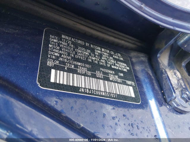 JN1BJ1CV6NW351831 Nissan Rogue Sport Sl Fwd Xtronic Cvt