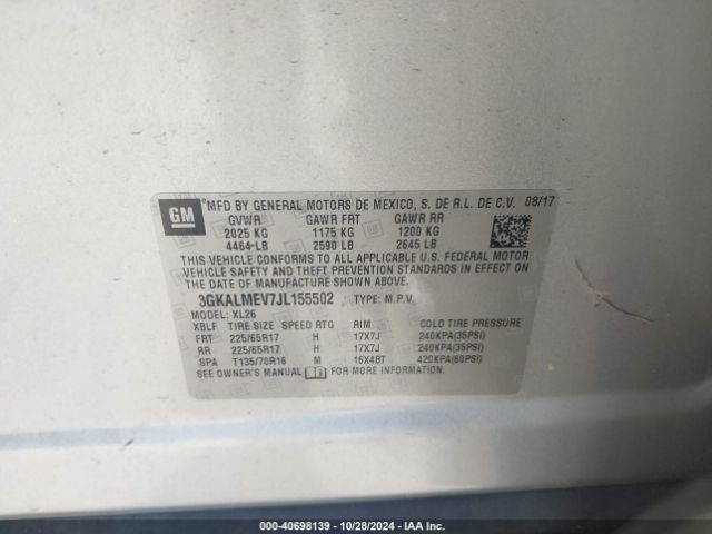 3GKALMEV7JL155502 GMC Terrain Sle