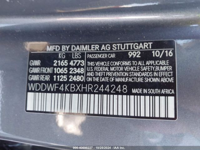 WDDWF4KBXHR244248 Mercedes-Benz C 300 4matic/luxury 4matic/sport 4matic