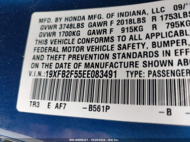 19XFB2F55EE083491 Honda Civic Lx