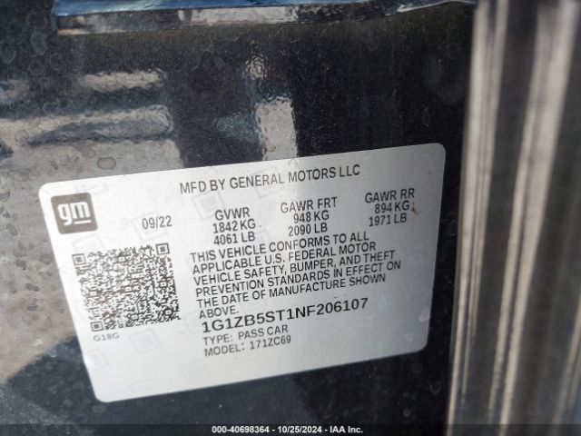 1G1ZB5ST1NF206107 Chevrolet Malibu Fwd Ls