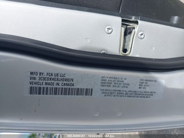 2C3CDXHGXLH245579 Dodge Charger Gt Rwd