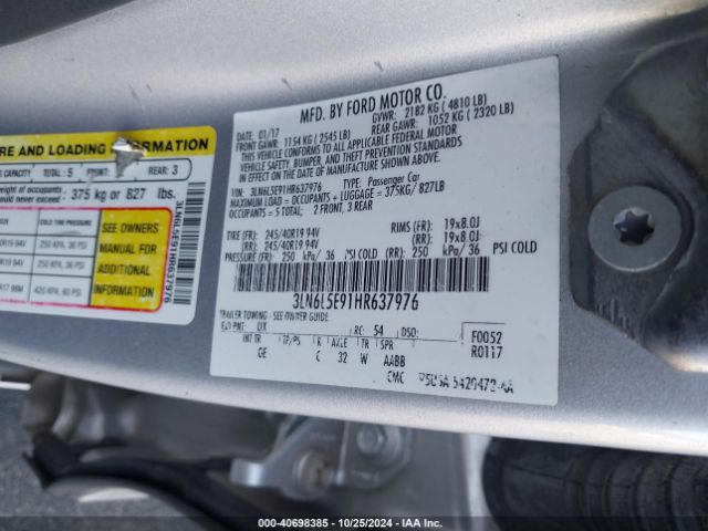 3LN6L5E91HR637976 Lincoln Mkz Reserve