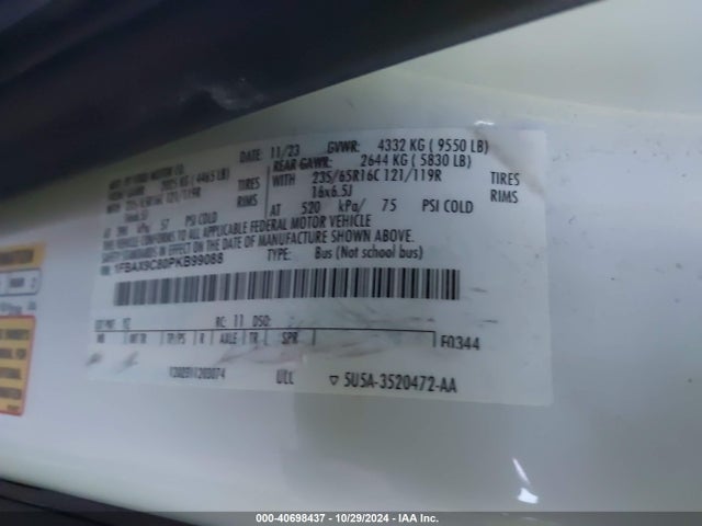 Ford Transit-350 Passenger Van Xl 2023 1FBAX9C80PKB99088 Image 9