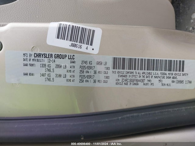 2C4RC1BG6FR644387 Chrysler Town & Country Touring