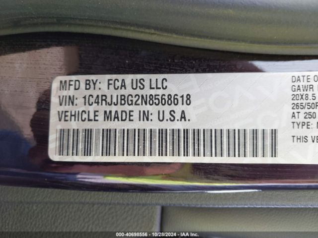 1C4RJJBG2N8568618 Jeep Grand Cherokee L Limited 4x2