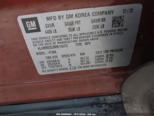 KL4MMESL0MB116412 Buick Encore Gx Awd Select