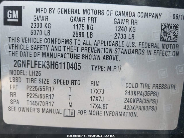 Chevrolet EQUINOX LT 2017 2GNFLFEK3H6110405 Image 9