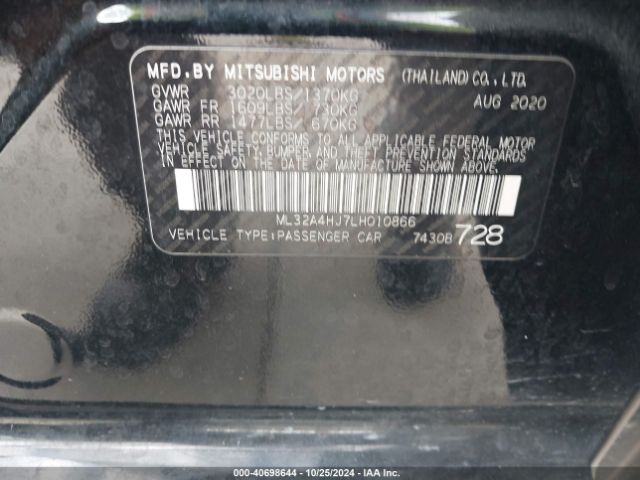 ML32A4HJ7LH010866 Mitsubishi MIRAGE SE