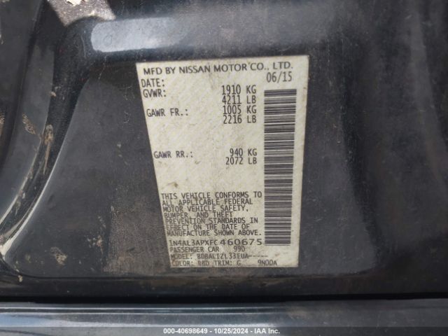 1N4AL3APXFC460675 Nissan Altima 2.5 Sv