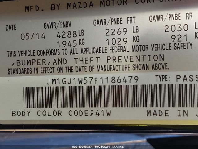 JM1GJ1W57F1186479 Mazda Mazda6 I Grand Touring