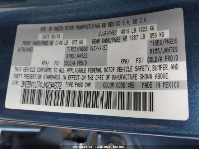 3MZBN1U74JM234872 Mazda 3 SPORT