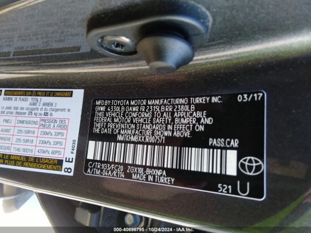 NMTKHMBXXJR007571 Toyota C-hr Xle Premium