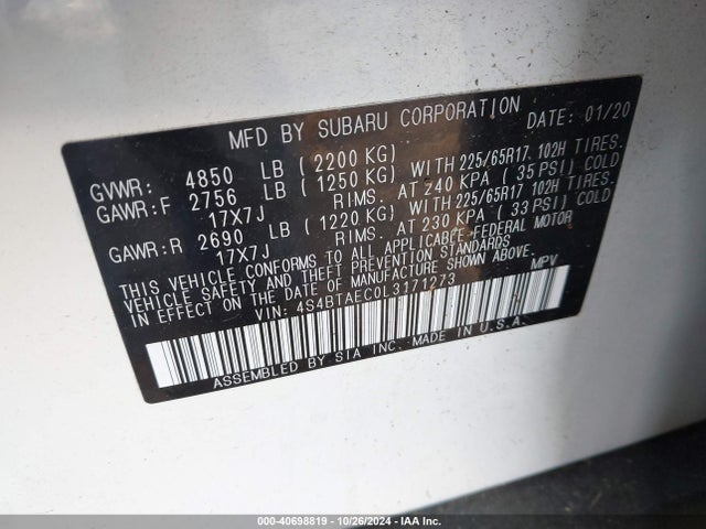 Subaru Outback Premium 2020 4S4BTAEC0L3171273 Image 9