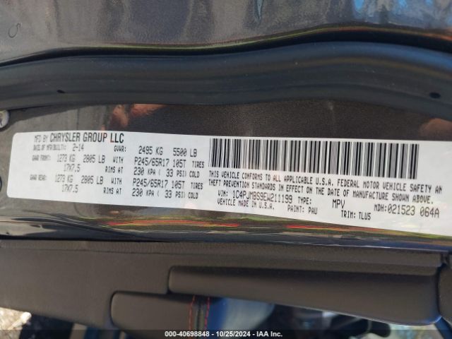 1C4PJMBS9EW211199 Jeep Cherokee Trailhawk
