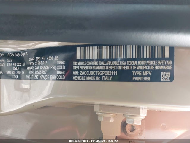 Jeep Renegade Trailhawk 2016 ZACCJBCT9GPD82111 Image 9