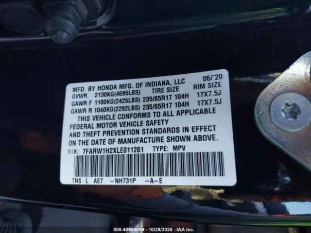 7FARW1H2XLE011261 Honda Cr-v 2wd Lx